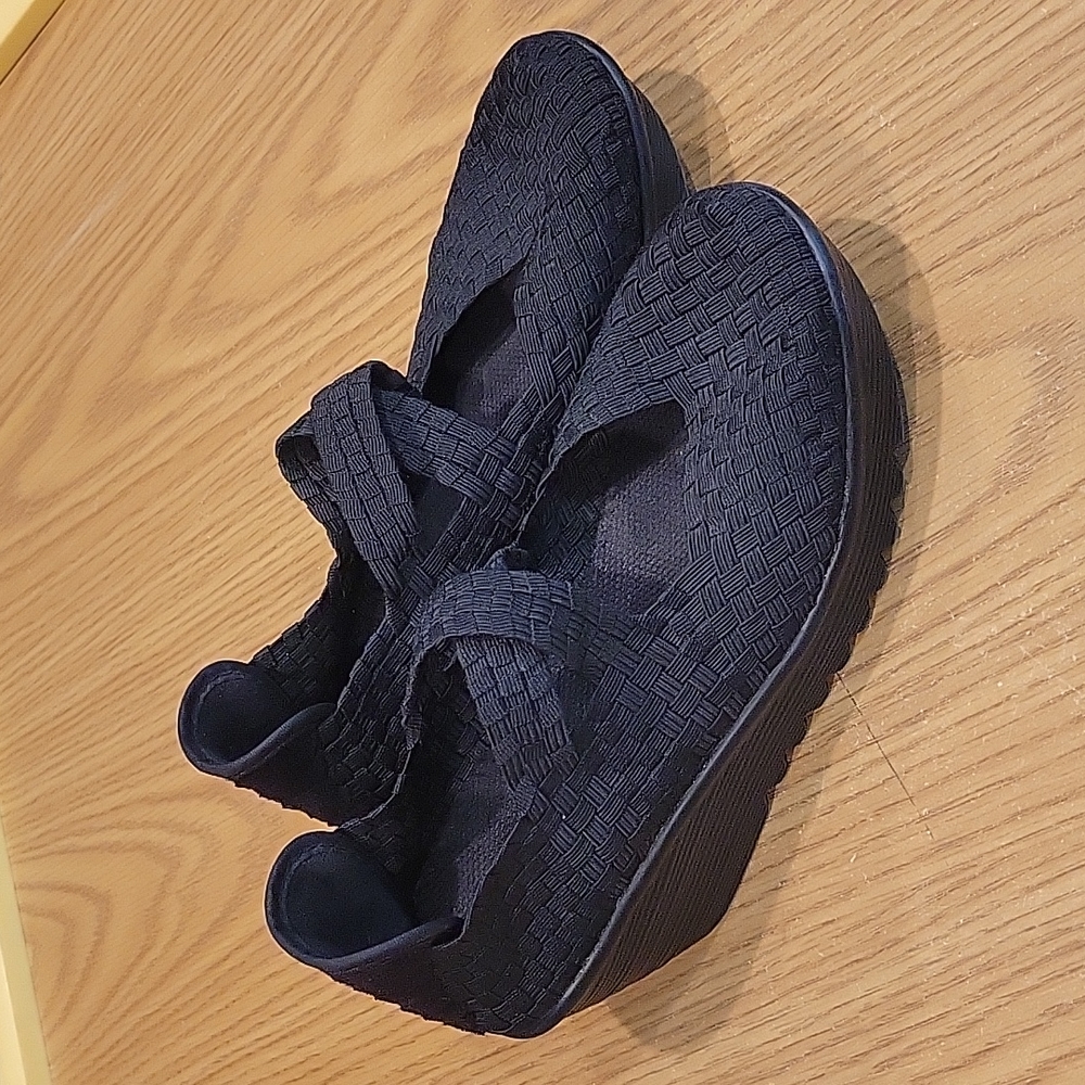 Womens Black Bernie Mev Lulia Slip On Wedge Size 37